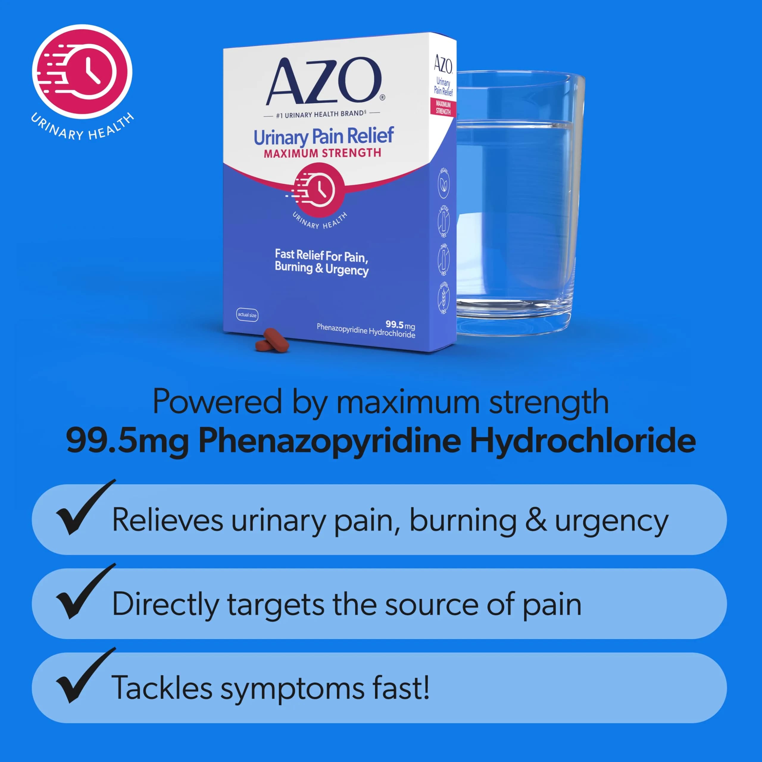 AZO Urinary Pain Relief Maximum Strength Tablets 48 Count | Fast Relief of UTI Pain - view 3