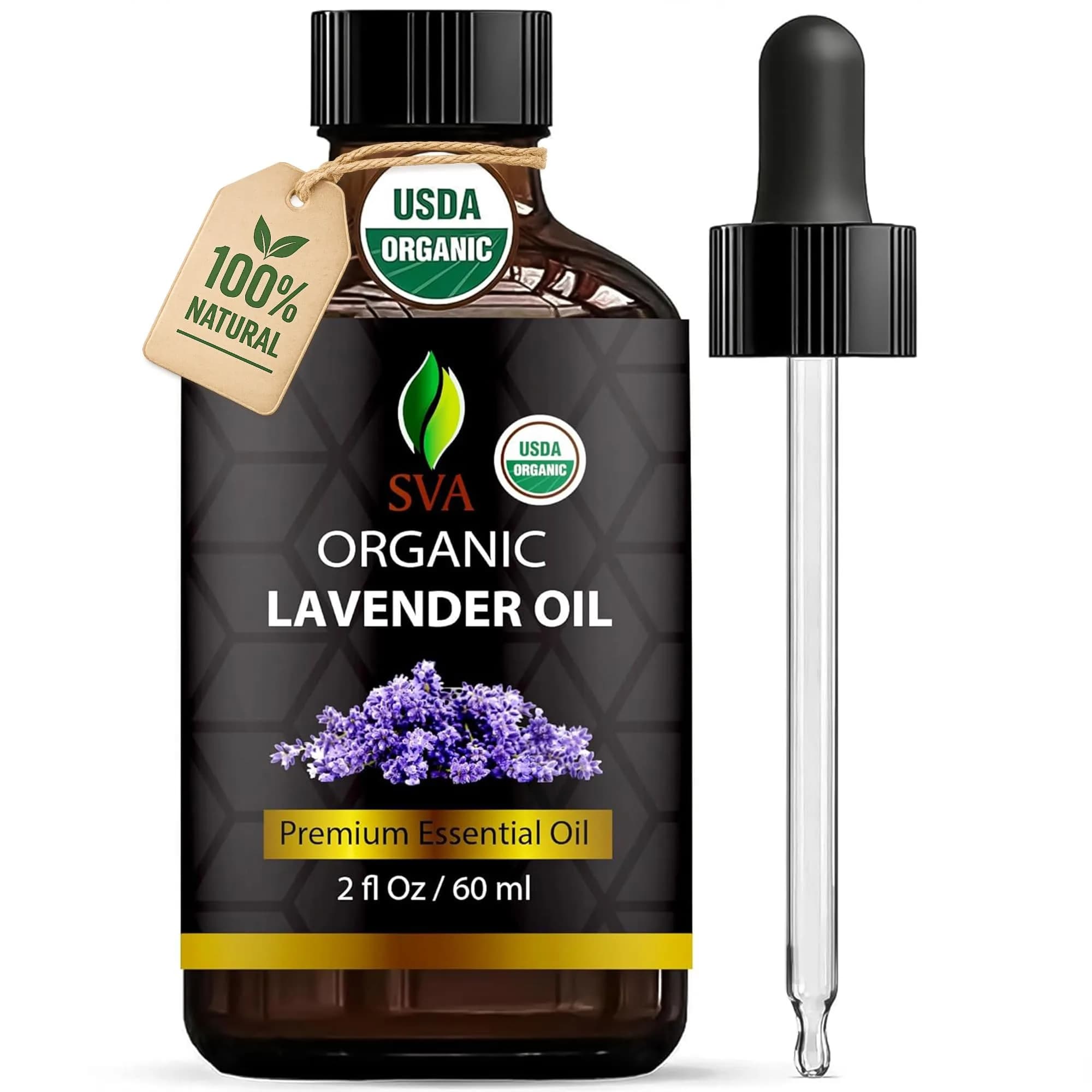 SVA ORGANICS Organic Lavender Essential Oil 60 ml (2 Fl Oz) | Steam Distilled, Pure & Natural - main product image