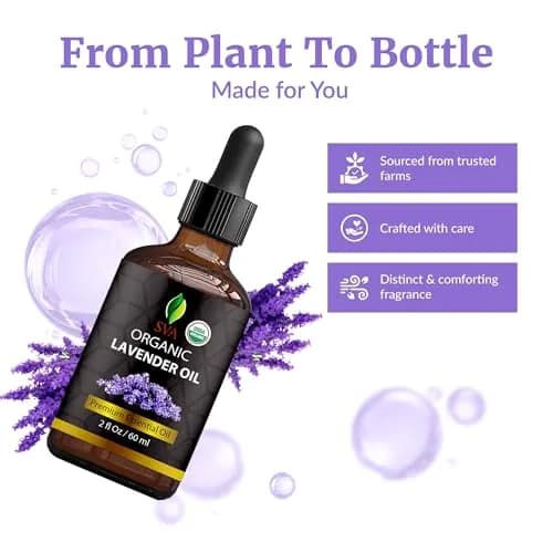 SVA ORGANICS Organic Lavender Essential Oil 60 ml (2 Fl Oz) | Steam Distilled, Pure & Natural thumbnail 4