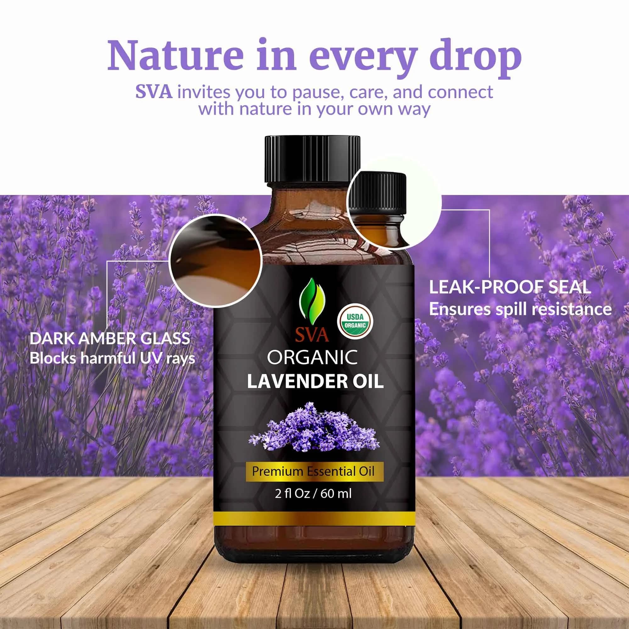 SVA ORGANICS Organic Lavender Essential Oil 60 ml (2 Fl Oz) | Steam Distilled, Pure & Natural - view 7