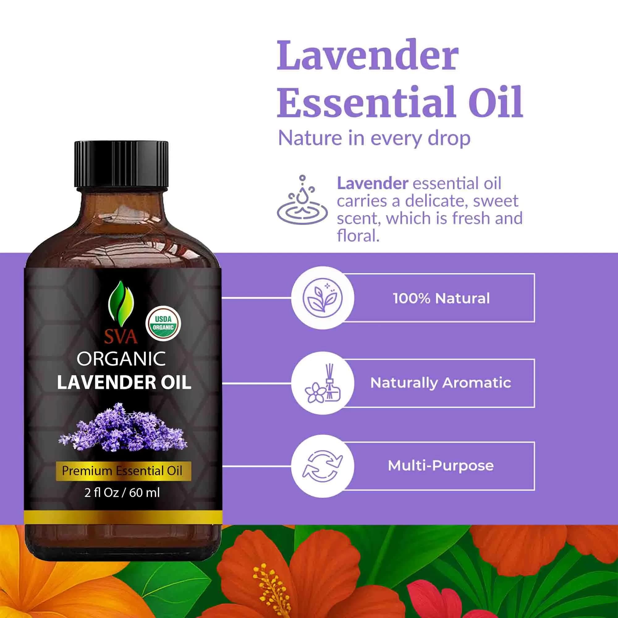 SVA ORGANICS Organic Lavender Essential Oil 60 ml (2 Fl Oz) | Steam Distilled, Pure & Natural - view 2