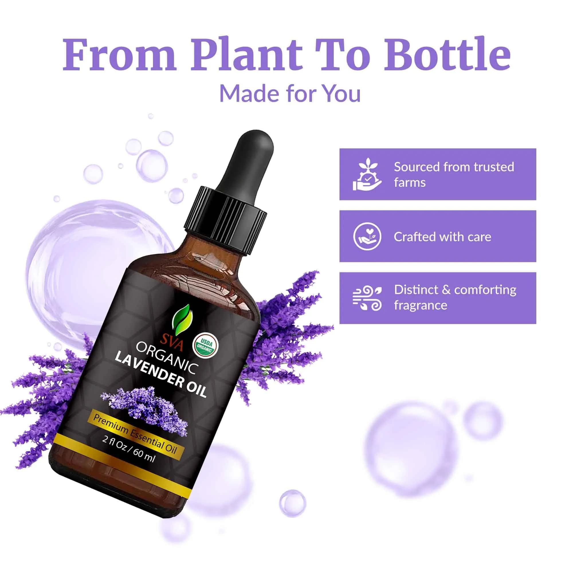 SVA ORGANICS Organic Lavender Essential Oil 60 ml (2 Fl Oz) | Steam Distilled, Pure & Natural - view 4