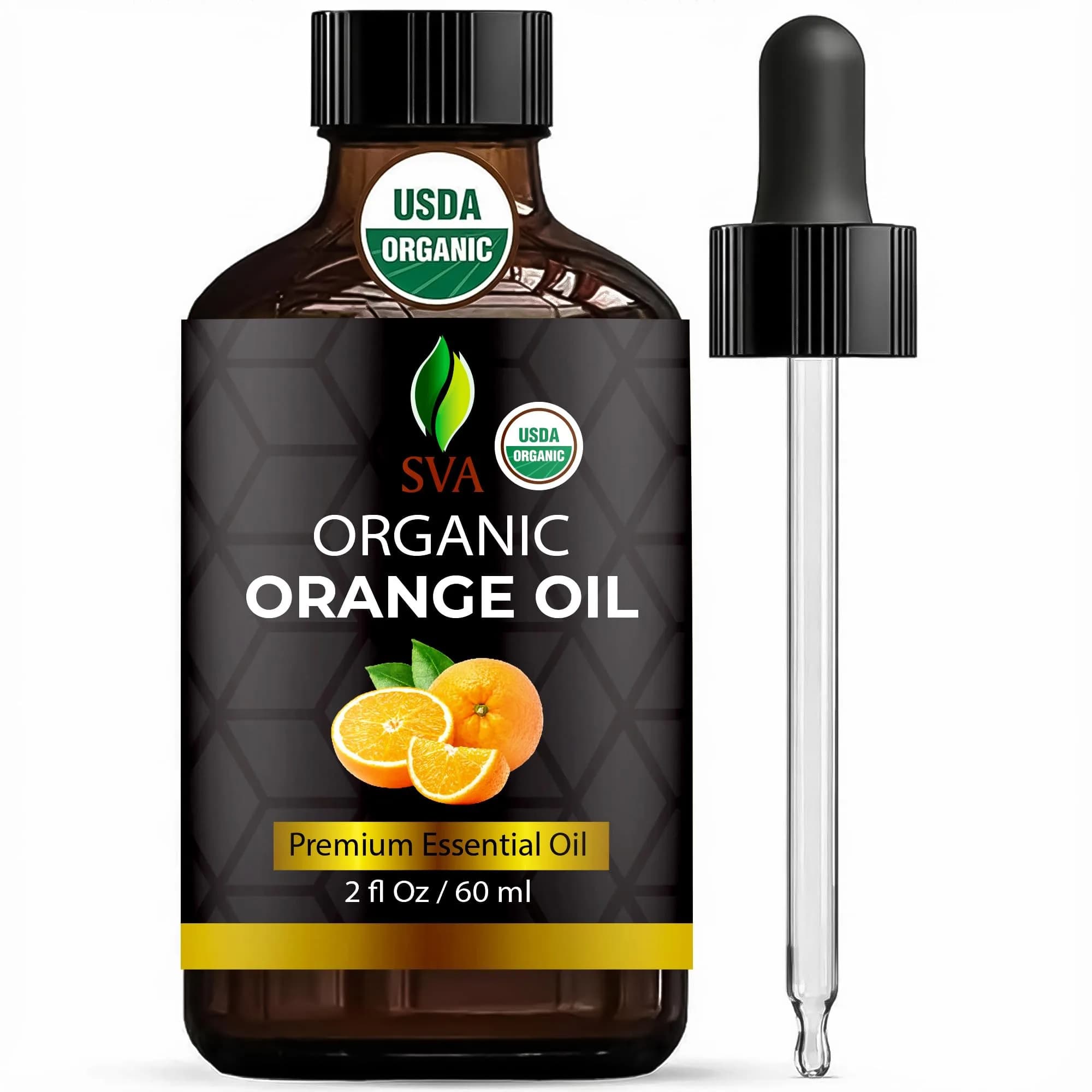 SVA Organics Orange Essential Oil 60 ml (2 Fl Oz) | Cold-Pressed, Pure & Natural - main product image