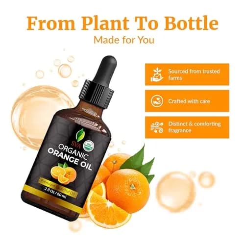 SVA Organics Orange Essential Oil 60 ml (2 Fl Oz) | Cold-Pressed, Pure & Natural thumbnail 4
