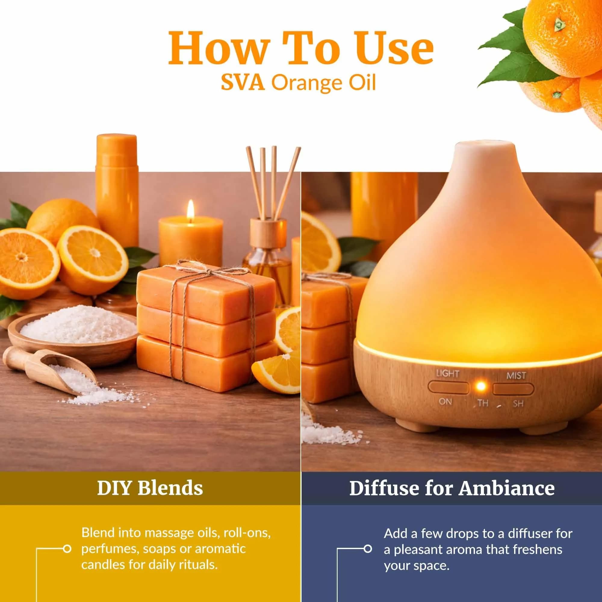 SVA Organics Orange Essential Oil 60 ml (2 Fl Oz) | Cold-Pressed, Pure & Natural - view 6