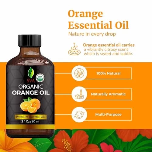 SVA Organics Orange Essential Oil 60 ml (2 Fl Oz) | Cold-Pressed, Pure & Natural thumbnail 2