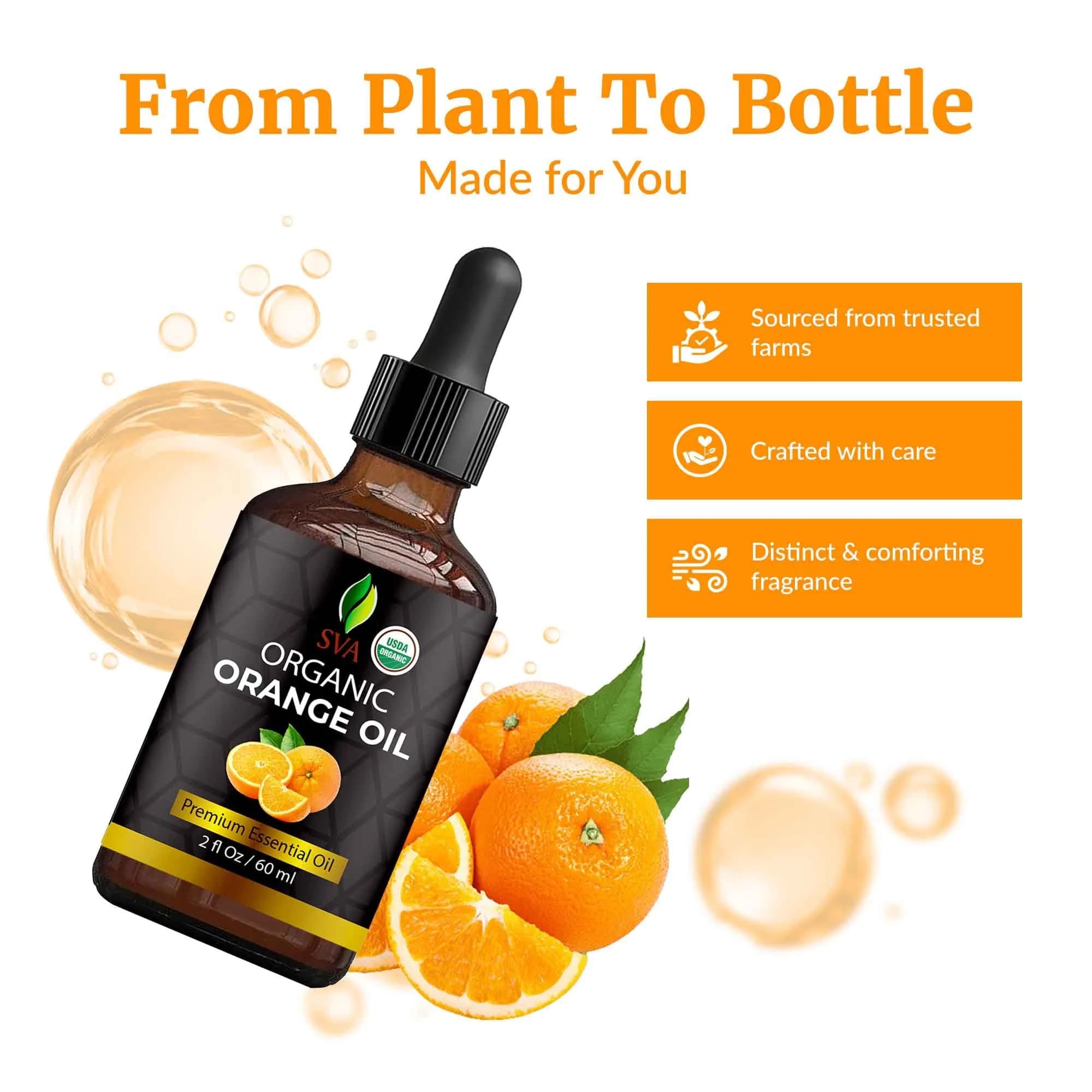 SVA Organics Orange Essential Oil 60 ml (2 Fl Oz) | Cold-Pressed, Pure & Natural - view 4