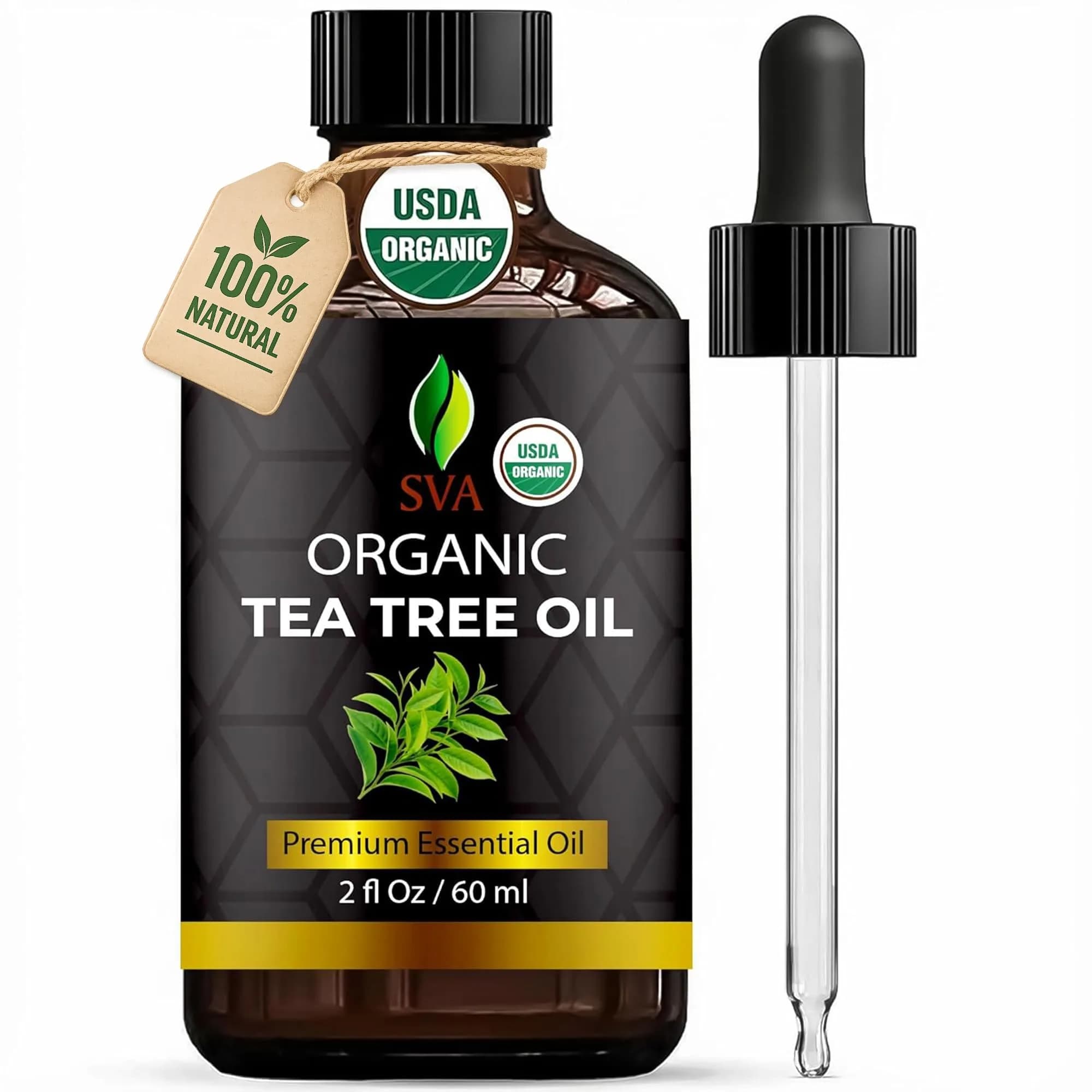 SVA ORGANICS Organic Tea Tree Essential Oil 2 Fl Oz (60 ml) - Pure & Natural - main product image