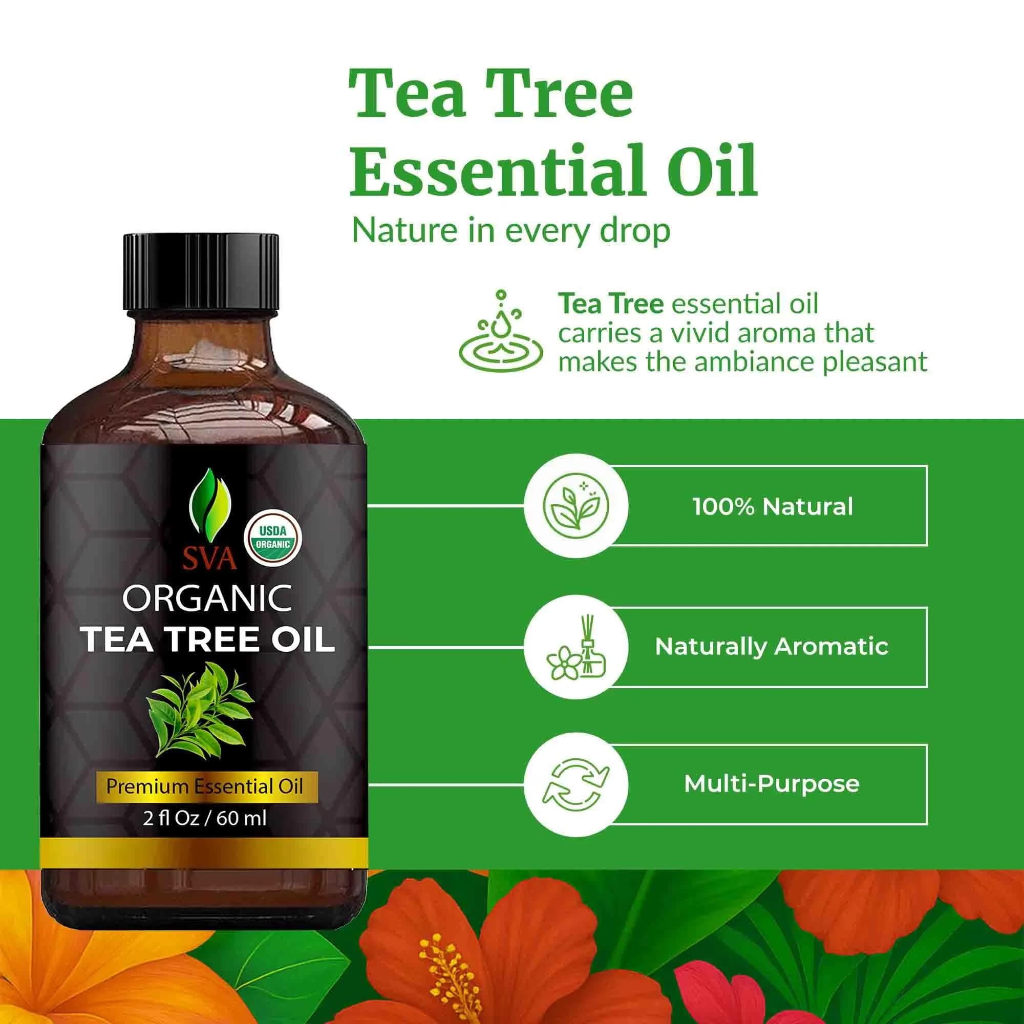 SVA ORGANICS Organic Tea Tree Essential Oil 2 Fl Oz (60 ml) - Pure & Natural - view 2