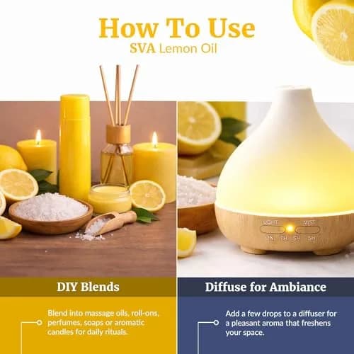 SVA ORGANICS Lemon Essential Oil 60 ml (2 Fl Oz) | Cold-Pressed Organic Oil for Aromatherapy & DIY thumbnail 6