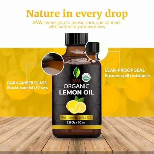 SVA ORGANICS Lemon Essential Oil 60 ml (2 Fl Oz) | Cold-Pressed Organic Oil for Aromatherapy & DIY thumbnail 7