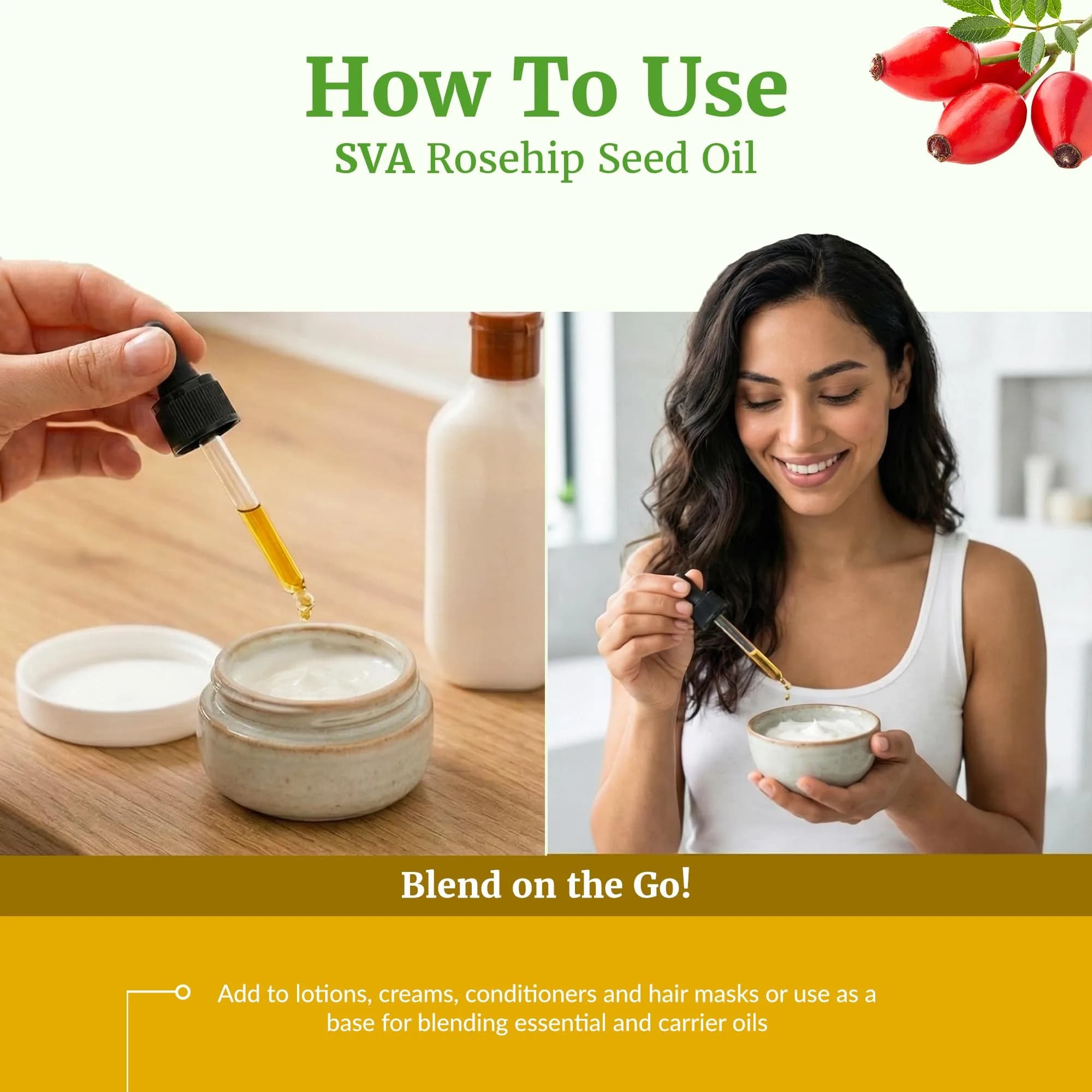 SVA Organics Rosehip Seed Oil 118 ml (4 Fl Oz) | Cold-Pressed Carrier Oil for Skin & Hair - view 6