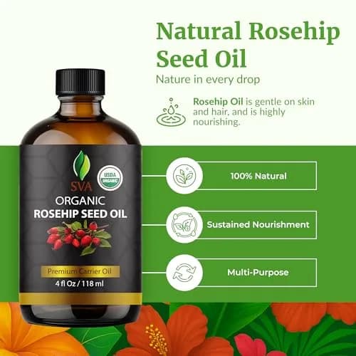 SVA Organics Rosehip Seed Oil 118 ml (4 Fl Oz) | Cold-Pressed Carrier Oil for Skin & Hair thumbnail 2