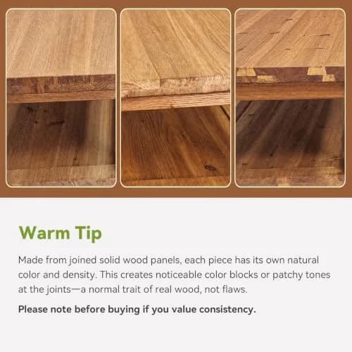 LITTLE TREE Solid Wood Coffee Table 47.2" x 23.6" | Rustic Orange-Brown Finish, 2-Tier thumbnail 8