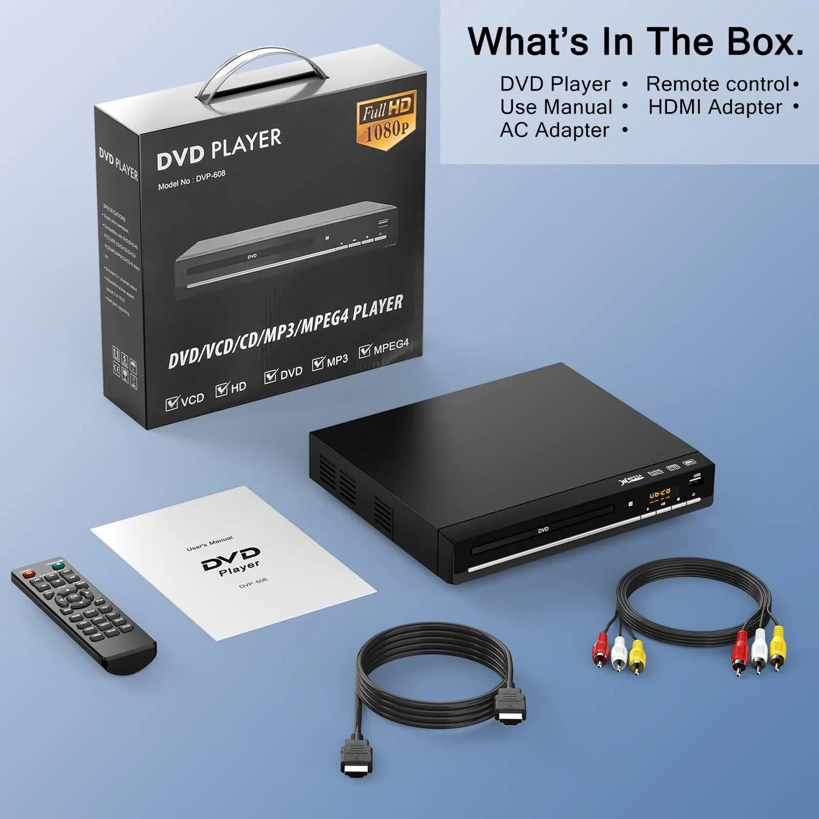WSJSYH All-Region DVD Player with HDMI & USB | 1080P Upscaling, Region Free, Multi-Format Playback (1 Unit) - view 7