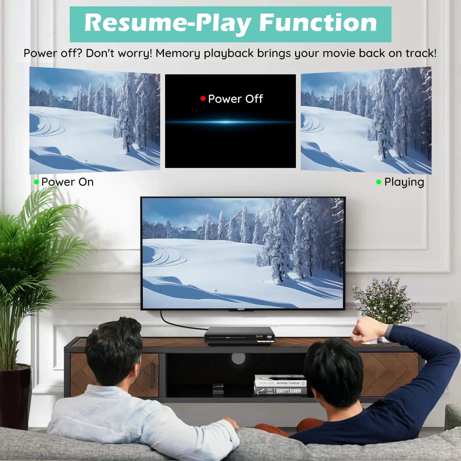 WSJSYH All-Region DVD Player with HDMI & USB | 1080P Upscaling, Region Free, Multi-Format Playback (1 Unit) - view 3