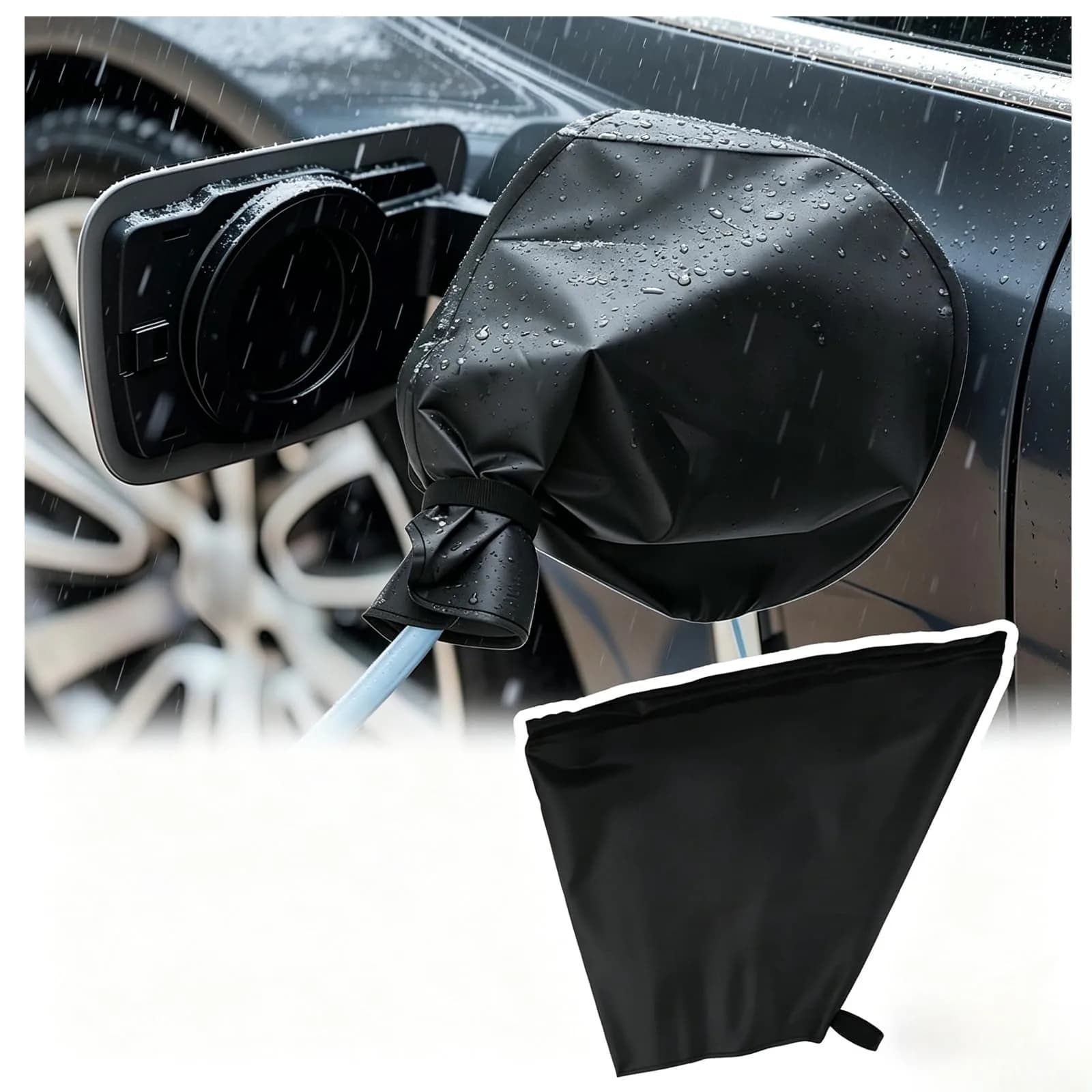 YGDMD Magnetic EV Charger Cover for Outdoor, Heavy-Duty Waterproof EV Charger Rain Cover for Iron-Bodied Electric Vehicles, Portable EVs Chargers Port Covers Automotive Exterior Accessories 53cm (20.47in) — Black