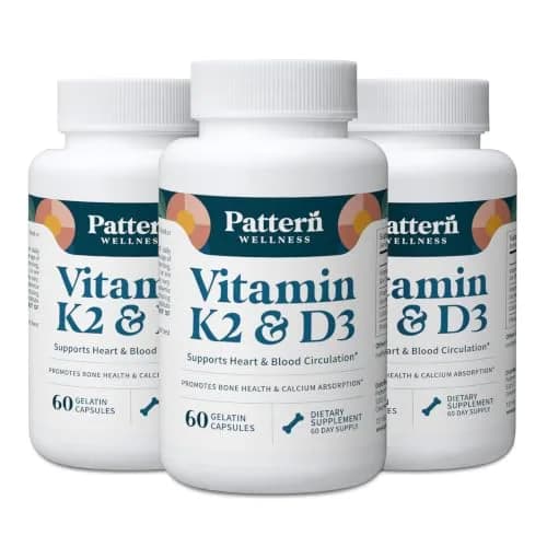 Pattern Wellness Vitamin K2 & D3 Supplement 180 Capsules | Supports Bone & Heart Health thumbnail 1