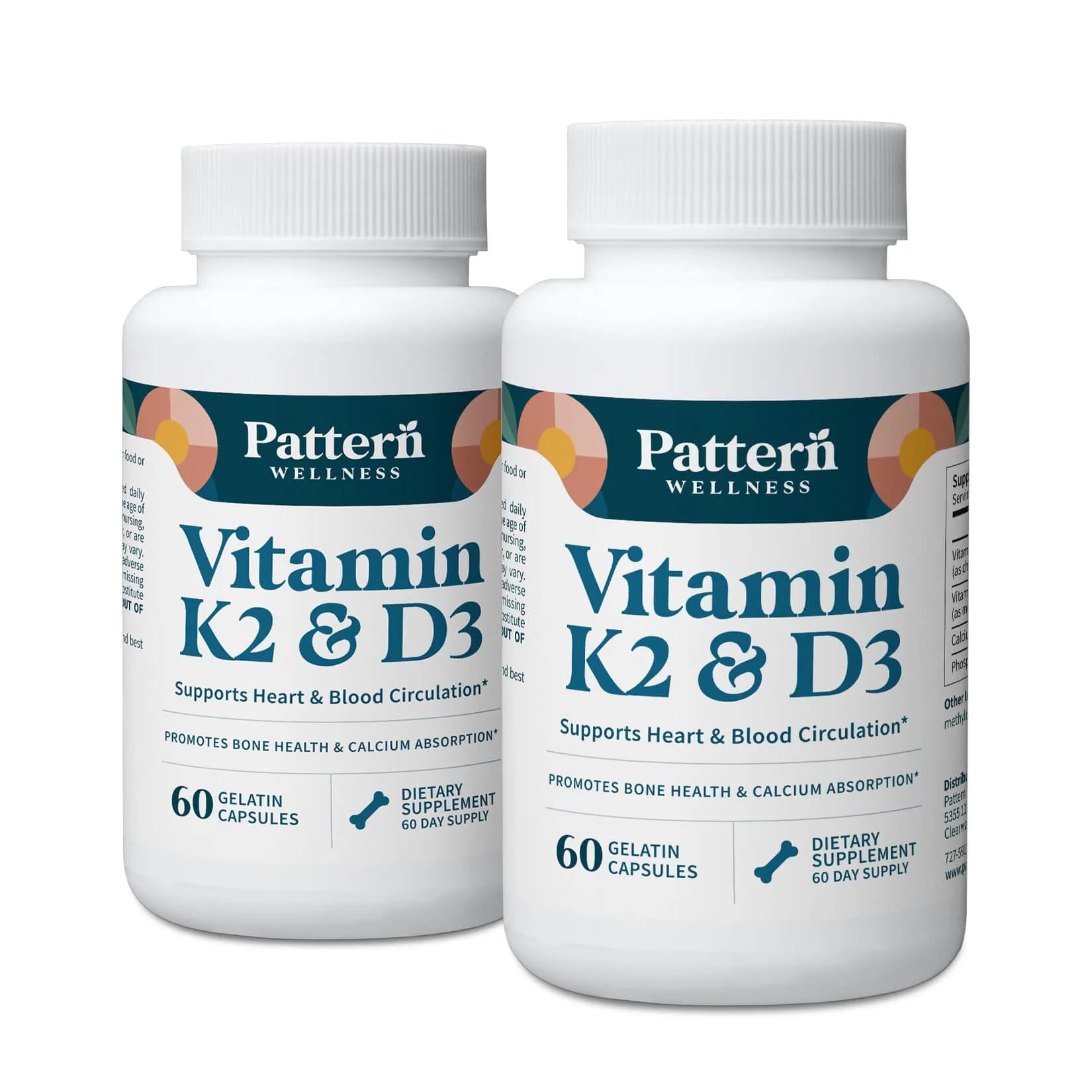 Pattern Wellness Vitamin K2 & D3 Supplement 120 Capsules — Capsule