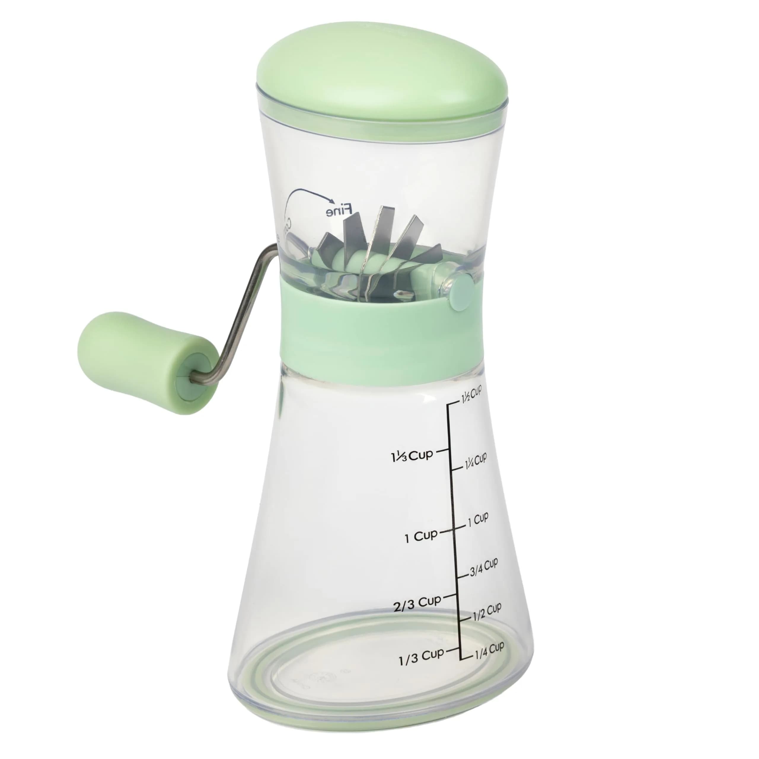 Prepworks by Progressive Nut Chopper with Non-Skid Base, Red | Patented Design with Fine-to-Course Grinding Options & Clear Measurements (1 Unit) — Pistachio