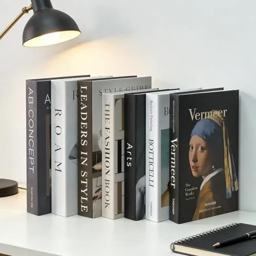 Gocelufe Decorative Books for Home Decor - 7 Pcs Faux Books Stack, 25cm (10 in) L x 38cm (15 in) H x 4cm (1.57 in) D | Designer Decor Set thumbnail 6