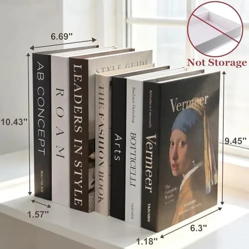 Gocelufe Decorative Books for Home Decor - 7 Pcs Faux Books Stack, 25cm (10 in) L x 38cm (15 in) H x 4cm (1.57 in) D | Designer Decor Set thumbnail 2