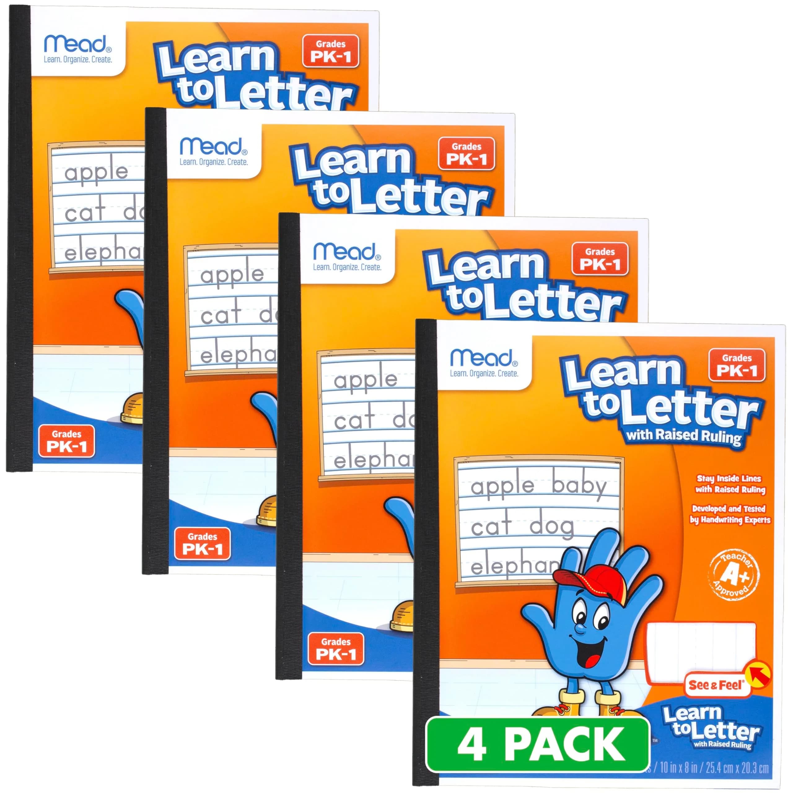 Mead Handwriting Practice Tablet for Grades PK-1 | Raised Solid & Dotted Ruling (10" x 8")