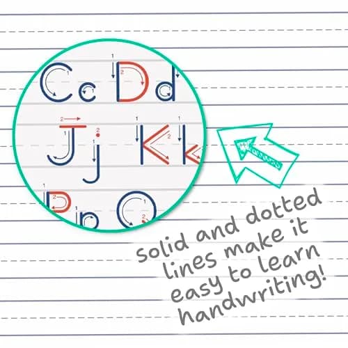 Mead Handwriting Practice Tablet for Grades PK-1 | Raised Solid & Dotted Ruling (10" x 8") thumbnail 3