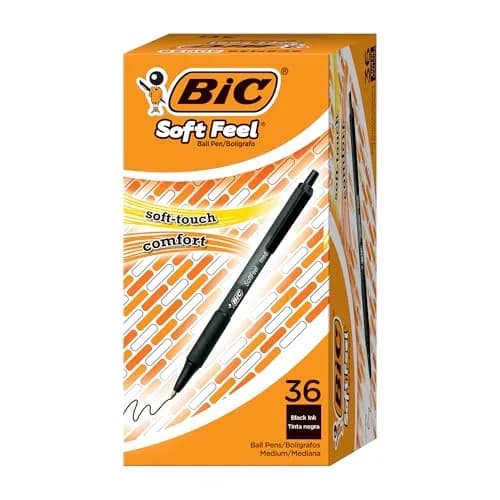 BIC Soft Feel Black Retractable Ballpoint Pens 1mm (36-Count Pack) | Smooth Ink Flow for Everyday Writing thumbnail 1