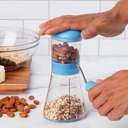 Prepworks by Progressive Nut Chopper with Non-Skid Base, Baby Blue | Fine & Coarse Chop thumbnail 3