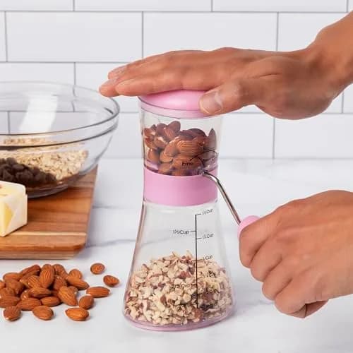 Prepworks by Progressive Nut Chopper with Non-Skid Base, Magenta | Fine & Coarse Chop thumbnail 3