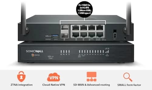 SonicWall TZ280W 2.5 Gbps Firewall, Secure Upgrade Advanced 2-Yr NGFW | Small Business & Branch Security thumbnail 2