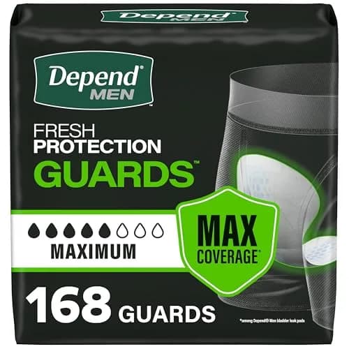 Depend Guards for Men Incontinence Pads Maximum Absorbency 168 Count | OdorBlock Technology & MoistureWick System thumbnail 1