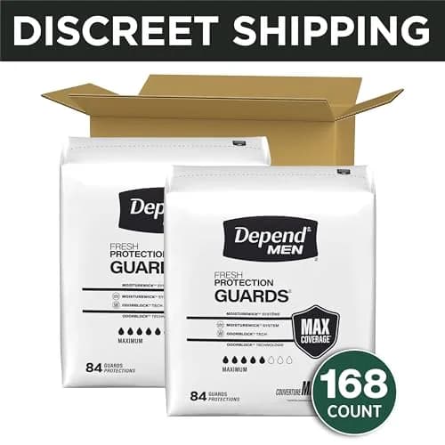 Depend Guards for Men Incontinence Pads Maximum Absorbency 168 Count | OdorBlock Technology & MoistureWick System thumbnail 2