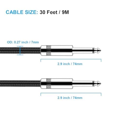 New Bee 30ft (9.14m) Instrument Cable | Low Noise High Fidelity Balanced Audio Cord thumbnail 2