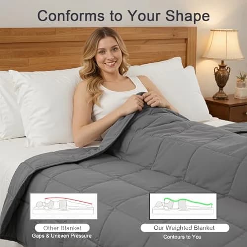 Smart Queen Weighted Blanket 48"x72" 10lbs Grey | All Year Sleep Comfort thumbnail 4
