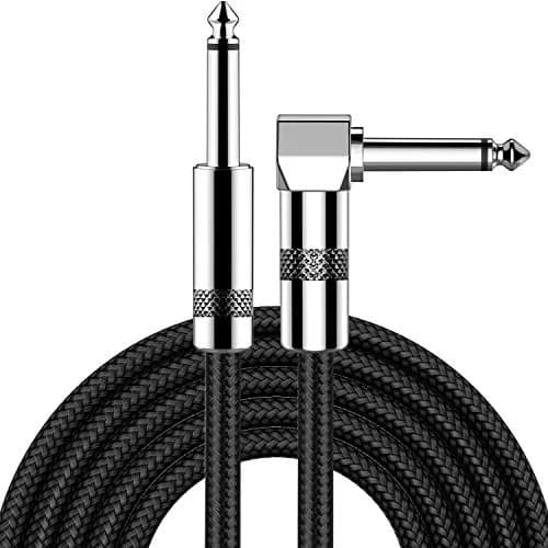 New Bee 30ft Black Right Angle Guitar Cable - Low Noise, High Fidelity for Electric Instruments thumbnail 1
