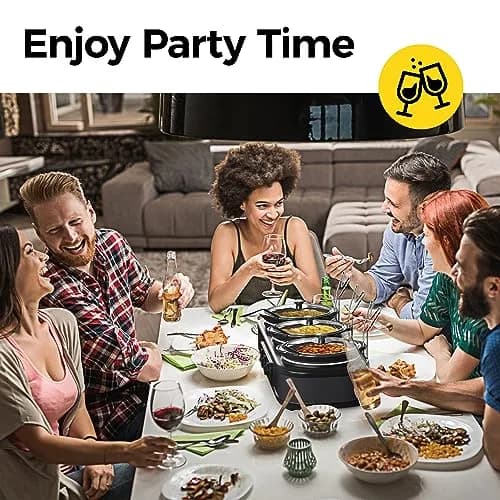 Sunvivi Triple Slow Cooker, Buffet Server & Warmer with 3 Removable Ceramic Pots, 4.5 Quarts | Versatile Multi-Task Kitchen Appliance thumbnail 5