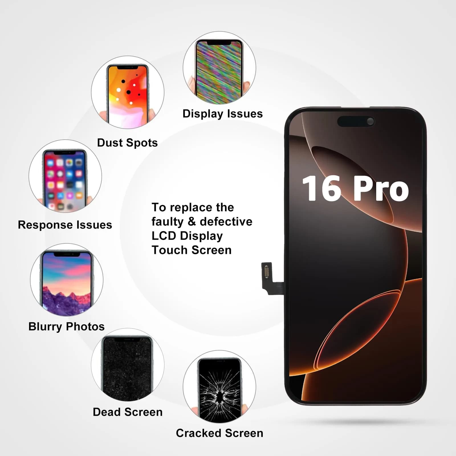 LL TRADER iPhone 16 Pro Screen Replacement 6.3" FHD LCD Touch Digitizer with Repair Kit - view 2
