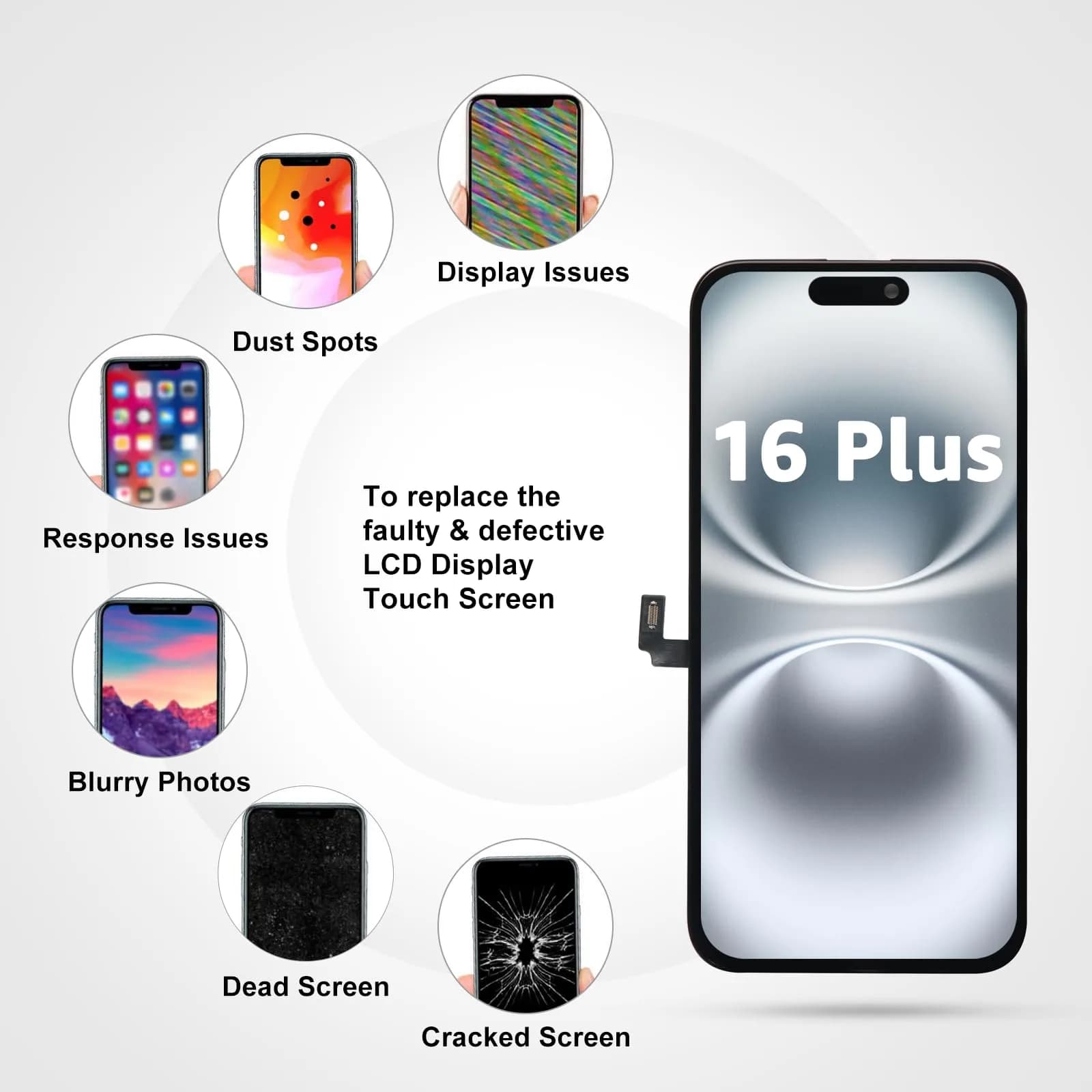 LL TRADER iPhone 16 Plus Screen Replacement 6.7" FHD LCD Touch Panel with Repair Kit - view 3