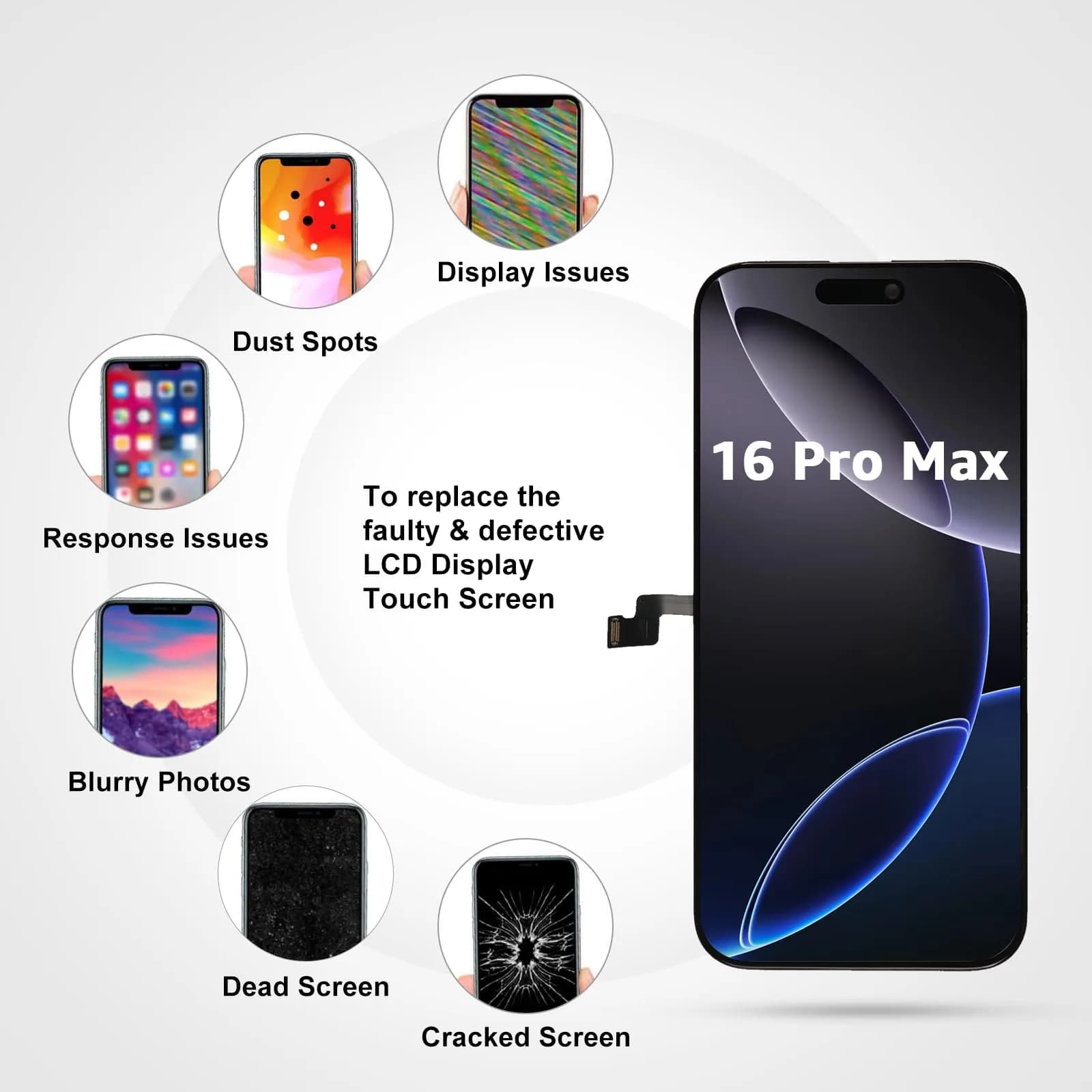 LL TRADER 6.7" FHD LCD Display for iPhone 16 Pro Max with Repair Kit - view 2
