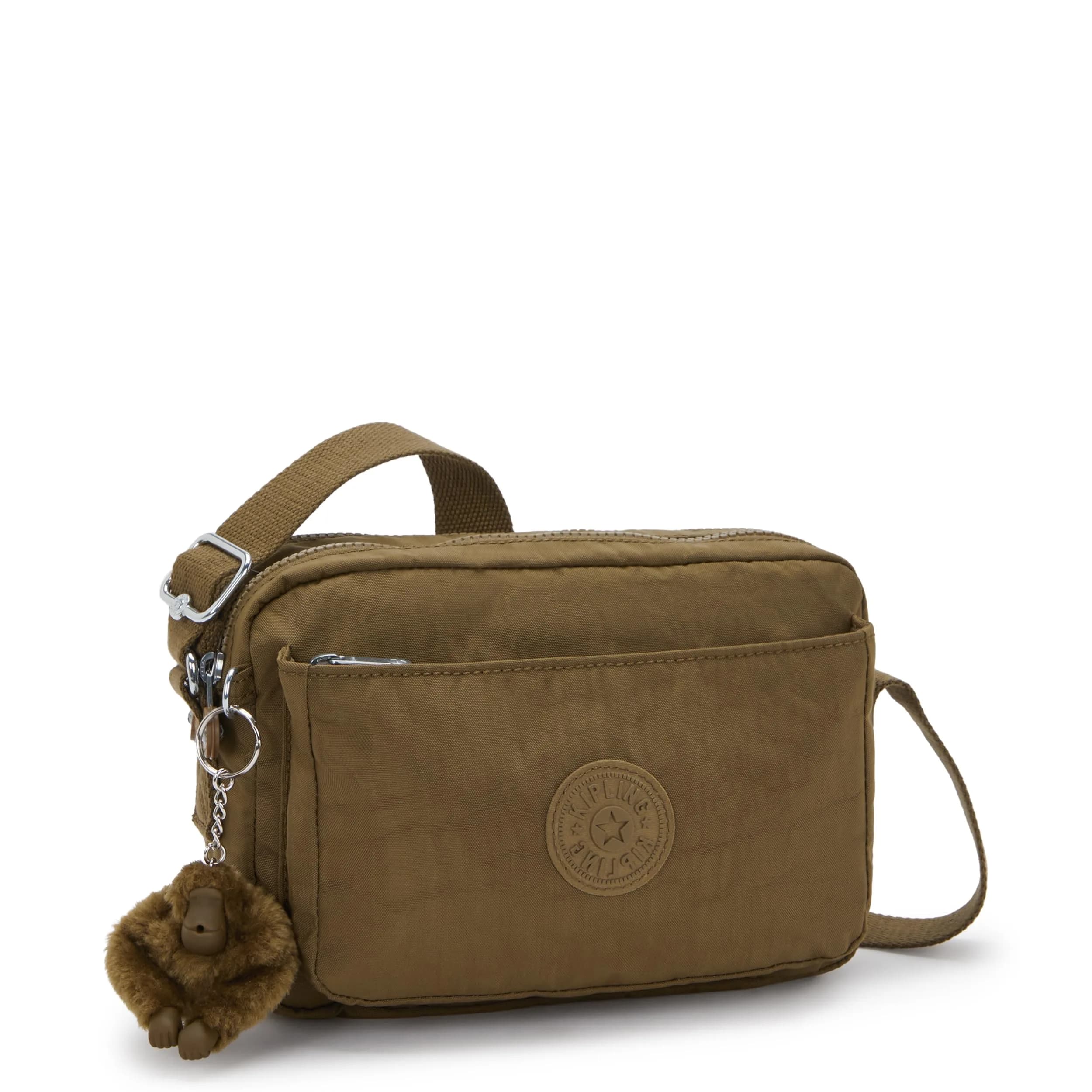 Kipling Abanu Crossbody Bag Smooth Khaki 4L (135 cu in) | Lightweight Water-Resistant Nylon Multi-Compartment Bag - view 4