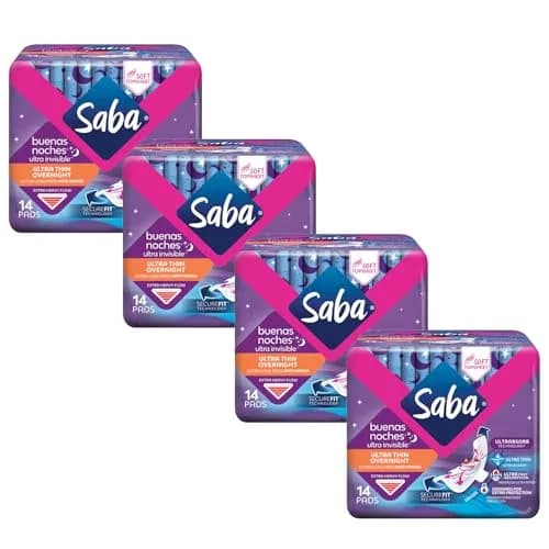 Saba Night Pads with Wings Heavy Flow | Ultra Thin Overnight Discreet Comfort thumbnail 1