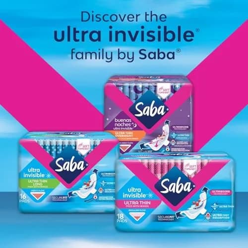 Saba Night Pads with Wings Heavy Flow | Ultra Thin Overnight Discreet Comfort thumbnail 7