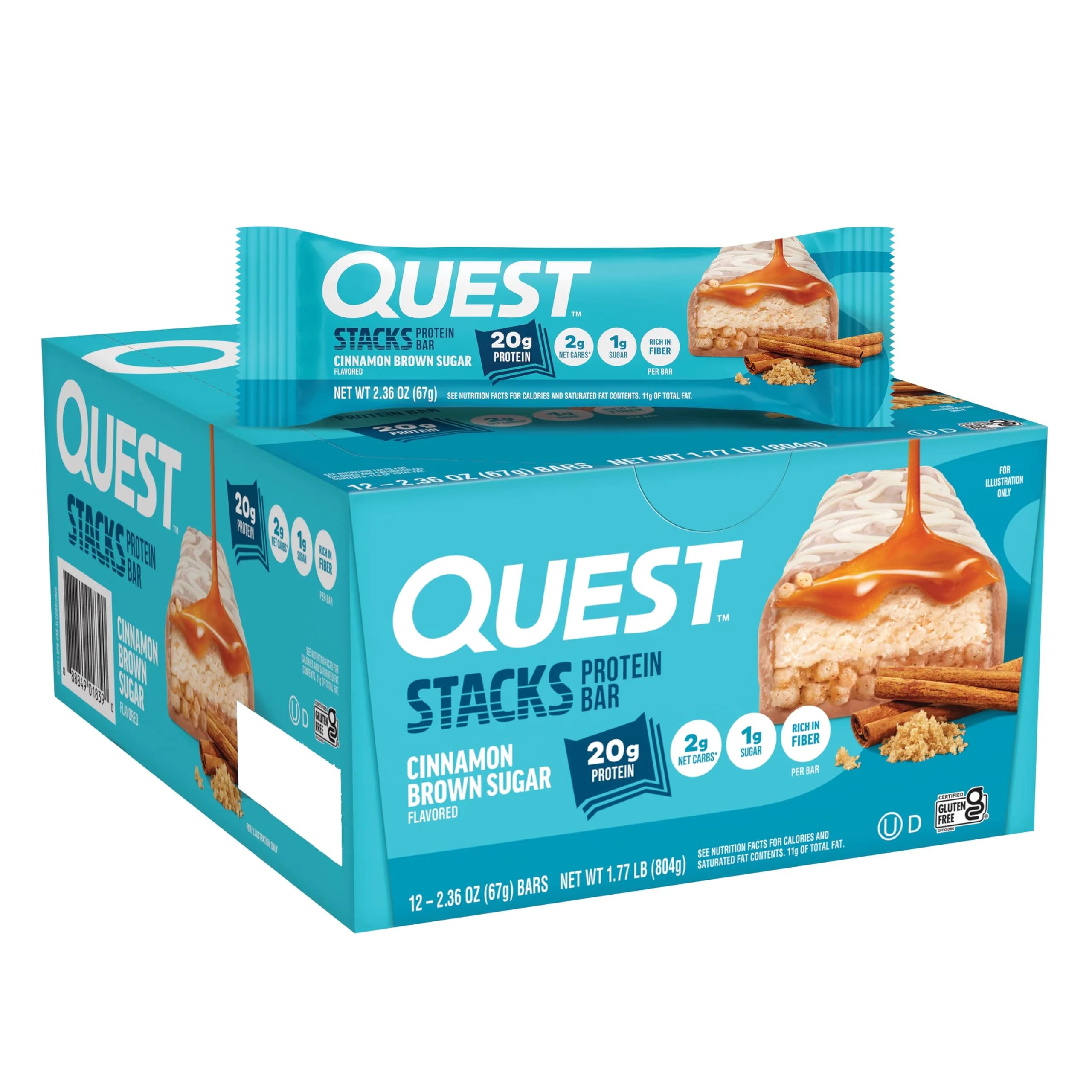 Quest Nutrition Stacks Protein Bars Brownie a la Mode 12 Count (Pack of 1) | 20g Protein Snack Bar with 3g Net Carbs — Bar