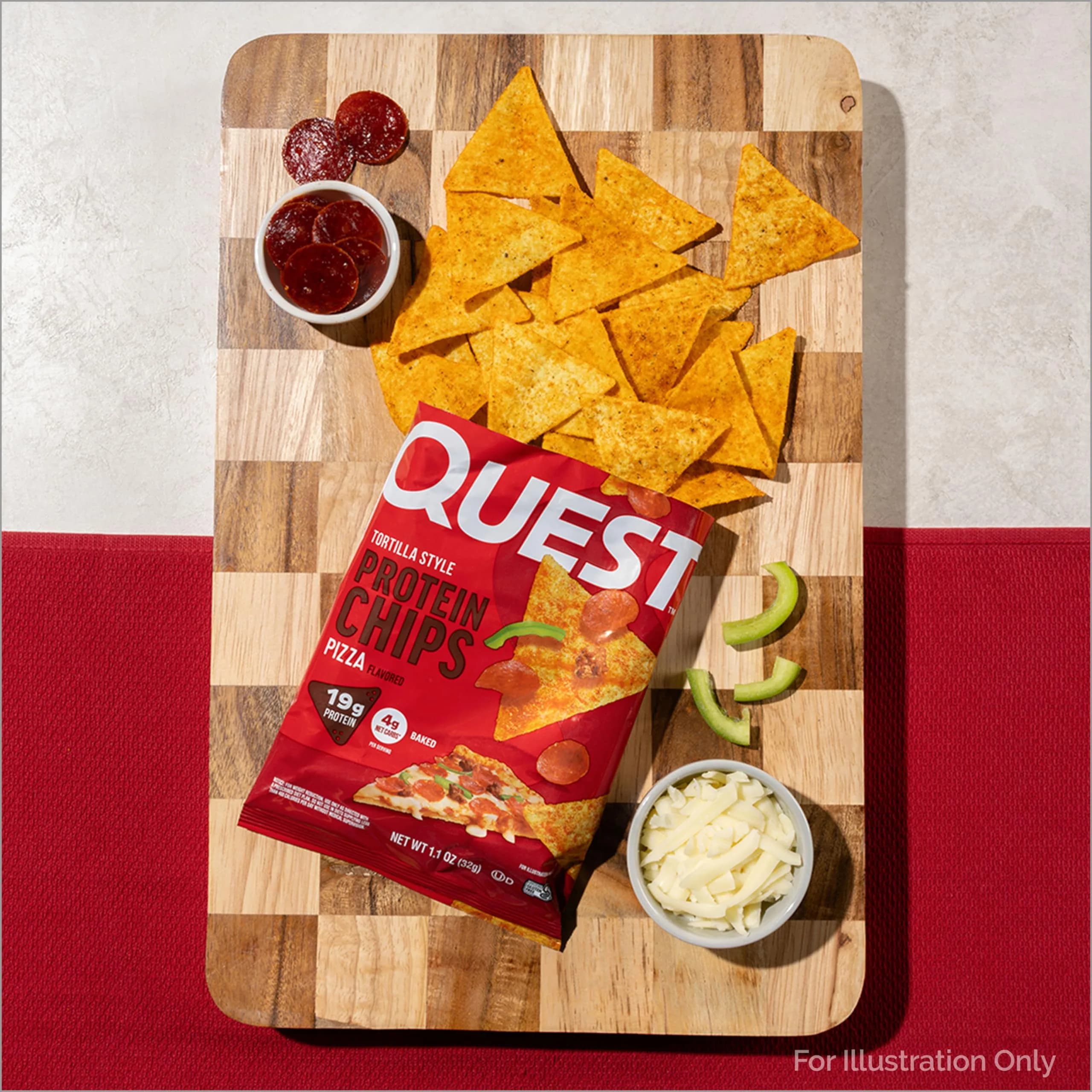 Quest Pizza Flavored Tortilla Style Protein Chips 19g Protein 4g Net Carbs 12 Count (1.01 oz bags) - view 5