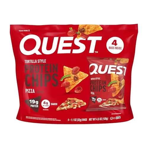 Quest Pizza Tortilla Style Protein Chips 4 Count (1.1oz each) | Baked, Gluten-Free, 19g Protein thumbnail 1