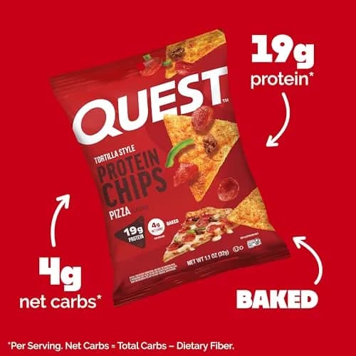 Quest Pizza Tortilla Style Protein Chips 4 Count (1.1oz each) | Baked, Gluten-Free, 19g Protein thumbnail 2