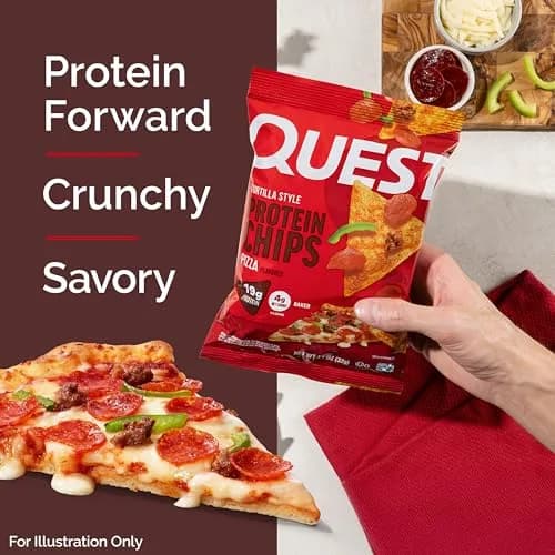 Quest Pizza Tortilla Style Protein Chips 4 Count (1.1oz each) | Baked, Gluten-Free, 19g Protein thumbnail 3