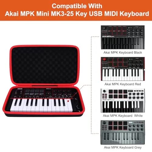 LTGEM Hard Case for Akai Professional MPK Mini IV MIDI Keyboard Controller | Black thumbnail 3